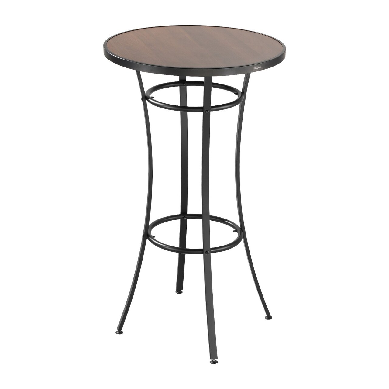 Black Round Patio Bar Table 23.6in Bistro Table Compact Indoor Outdoor 1-2 People